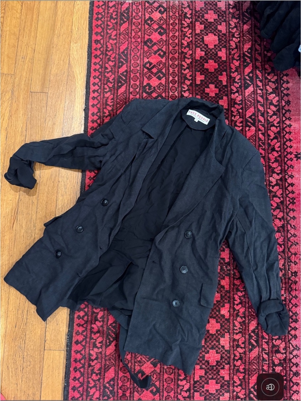 Free People Black Double-Breasted Blazer Jacket